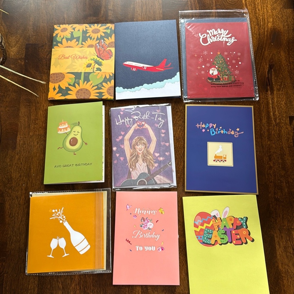 Set of 9 three dimensional cards